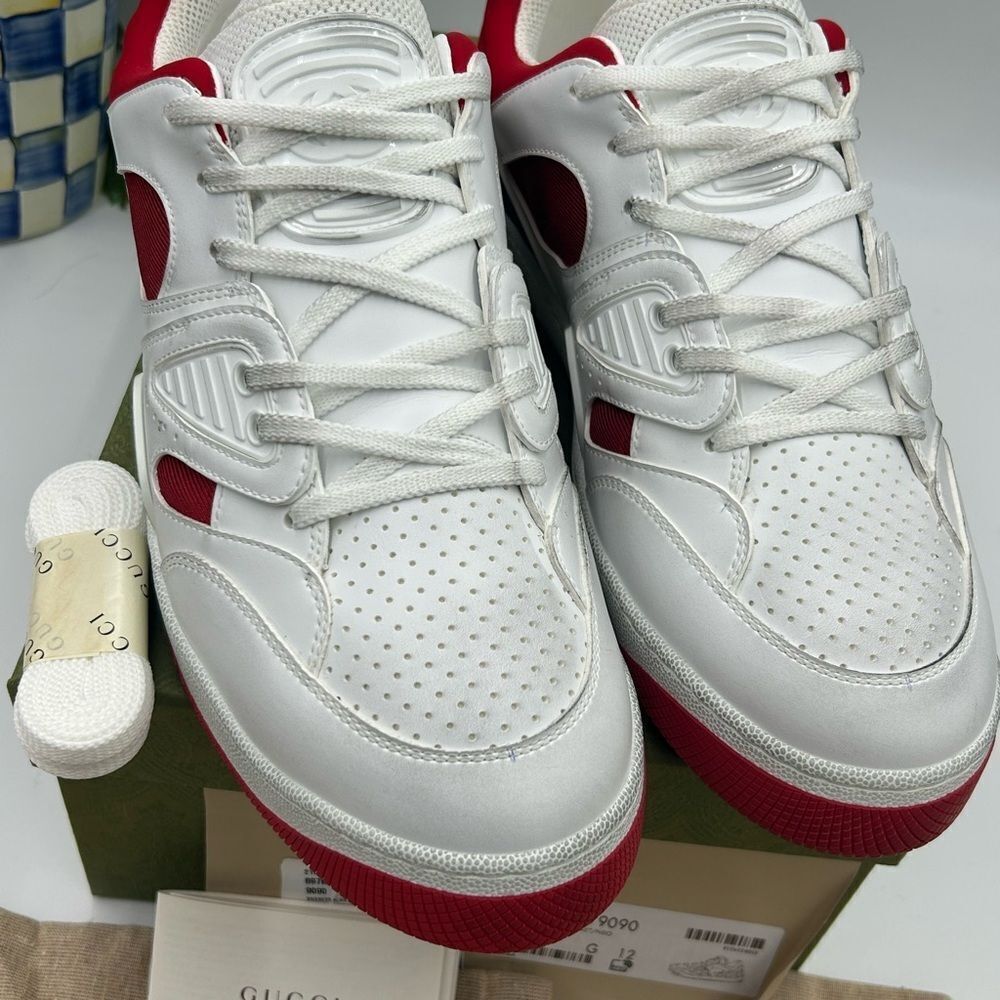 Men’s Gucci, leather low top basket sneakers size 12 made in Italy - Picture 4 of 10